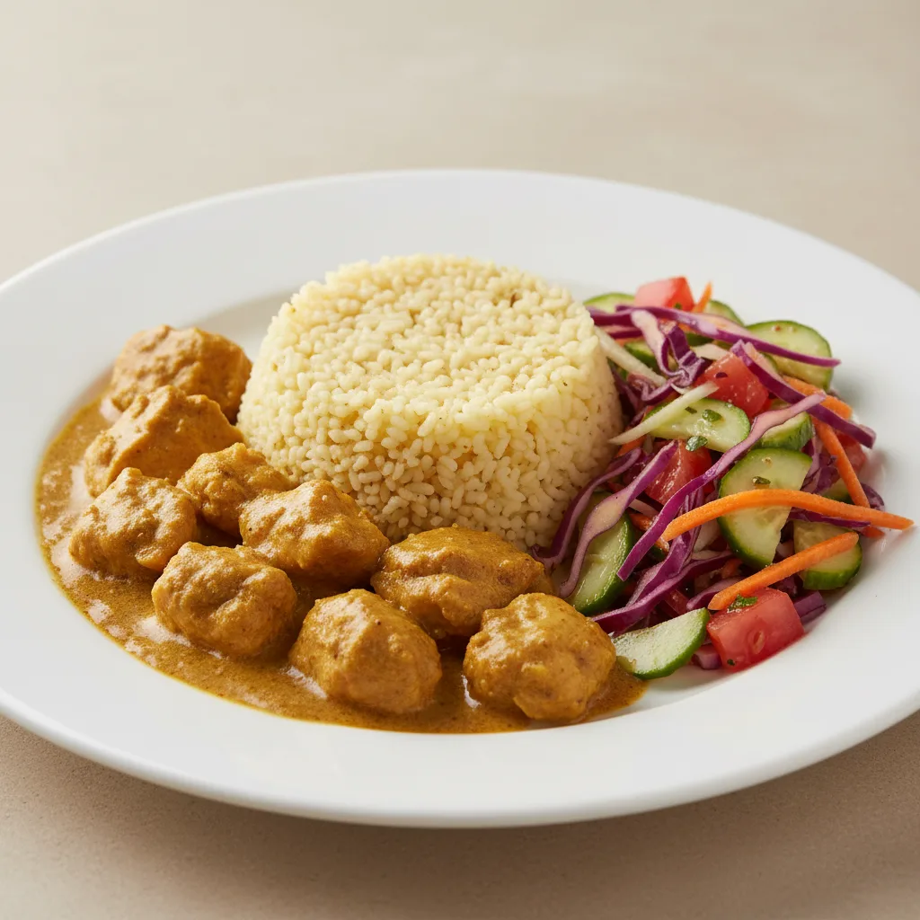 Curry Stew Chicken with Couscous and Senegalese Salad Curry Stew Chicken with Couscous and Senegalese Salad