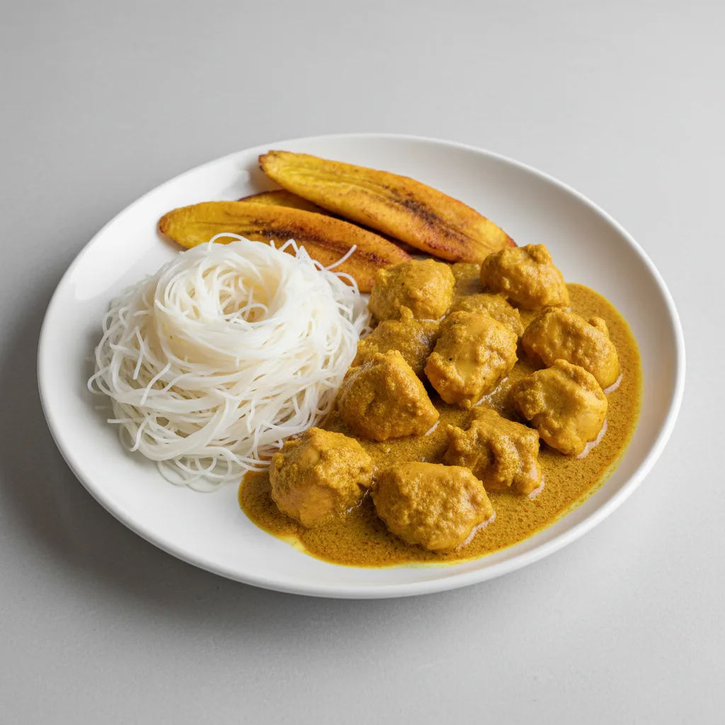 Curry Stew Chicken with Vermicelli and Plantains Curry Stew Chicken with Vermicelli and Plantains