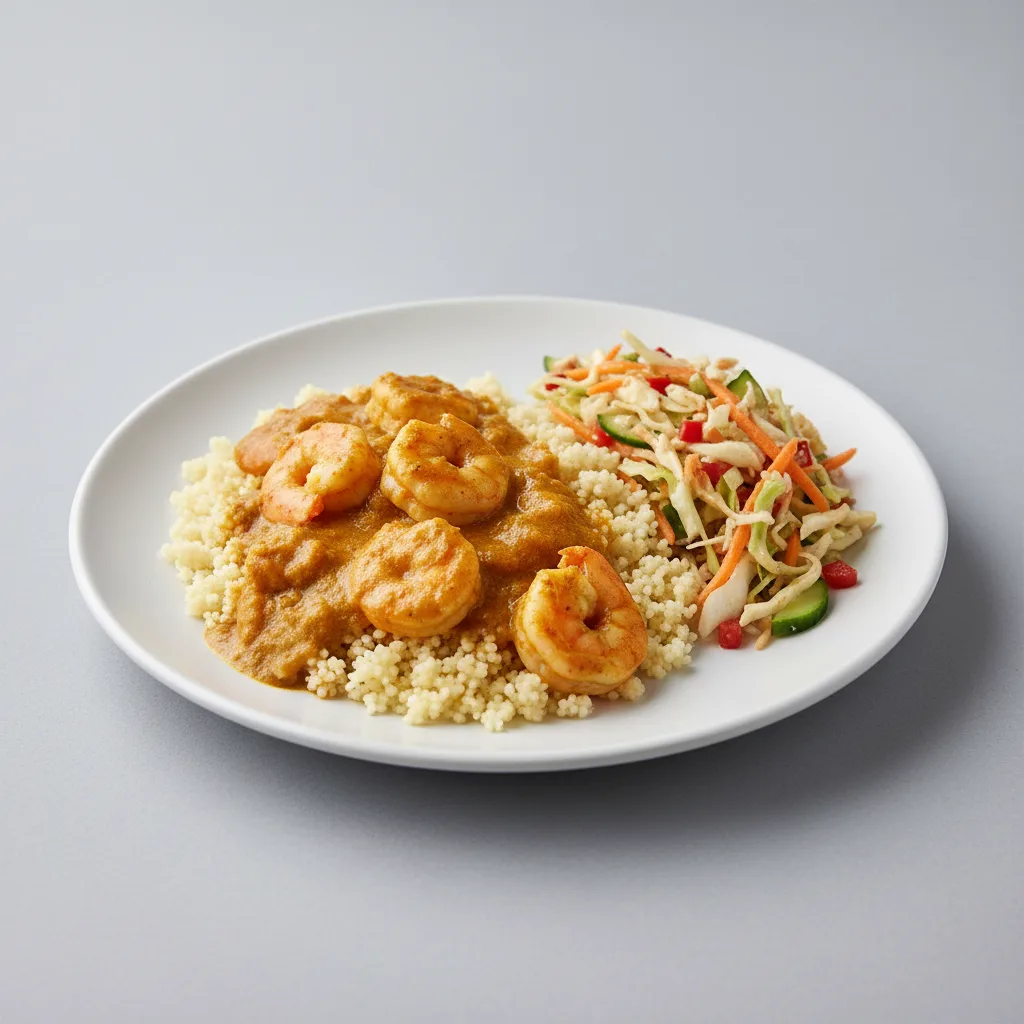 Curry Stew Shrimp with Couscous and Senegalese Salad Curry Stew Shrimp with Couscous and Senegalese Salad
