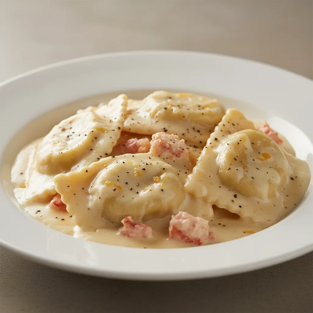 Lobster Ravioli with Alfredo Sauce