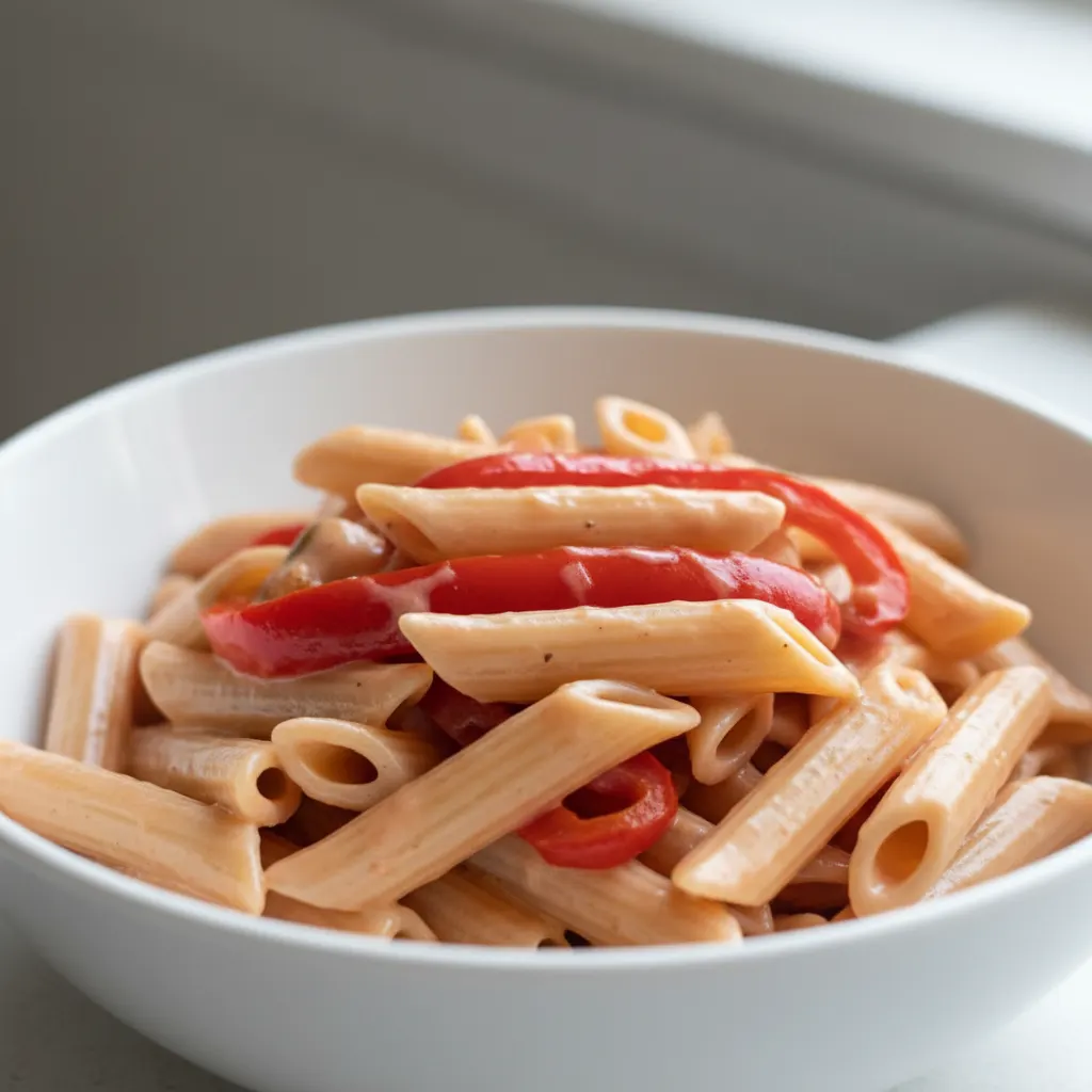 Gluten Free Penne with Vodka Sauce and Roasted Peppers