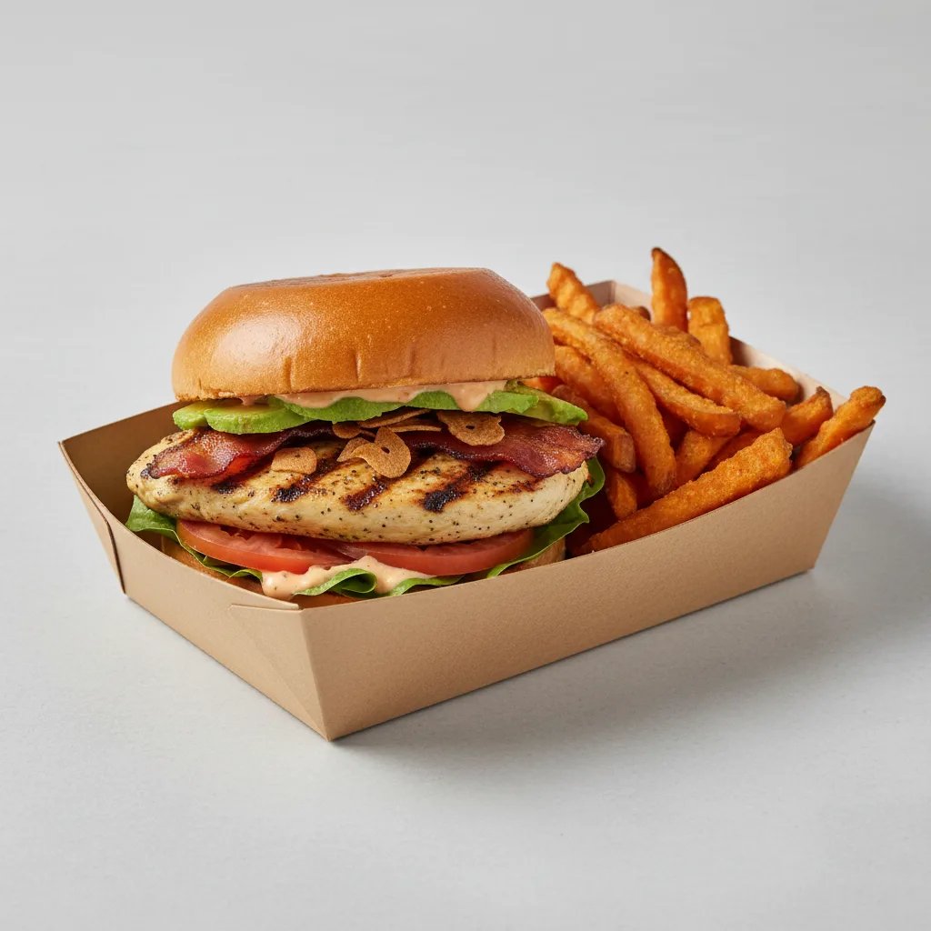 Lemongrass Grilled Chicken Sandwich Box with Sweet Potato Fries Lemongrass Grilled Chicken Sandwich Box with Sweet Potato Fries
