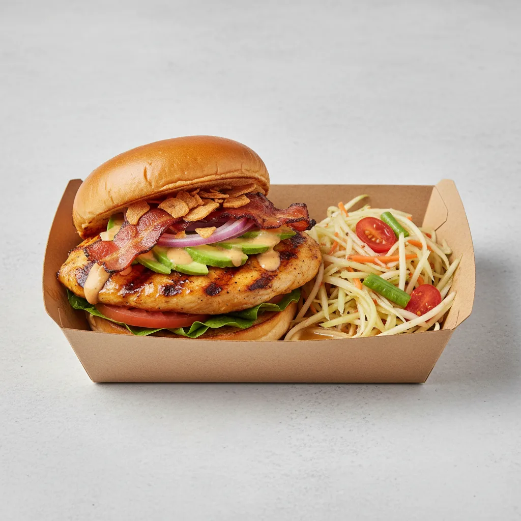 Lemongrass Grilled Chicken Sandwich Box with Papaya Salad Lemongrass Grilled Chicken Sandwich Box with Papaya Salad