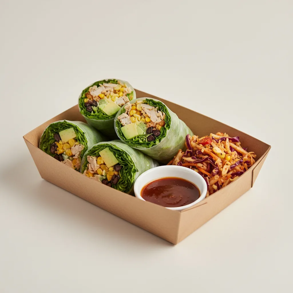 Shredded Lemongrass Chicken Wrap Box with Spicy Slaw Shredded Lemongrass Chicken Wrap Box with Spicy Slaw