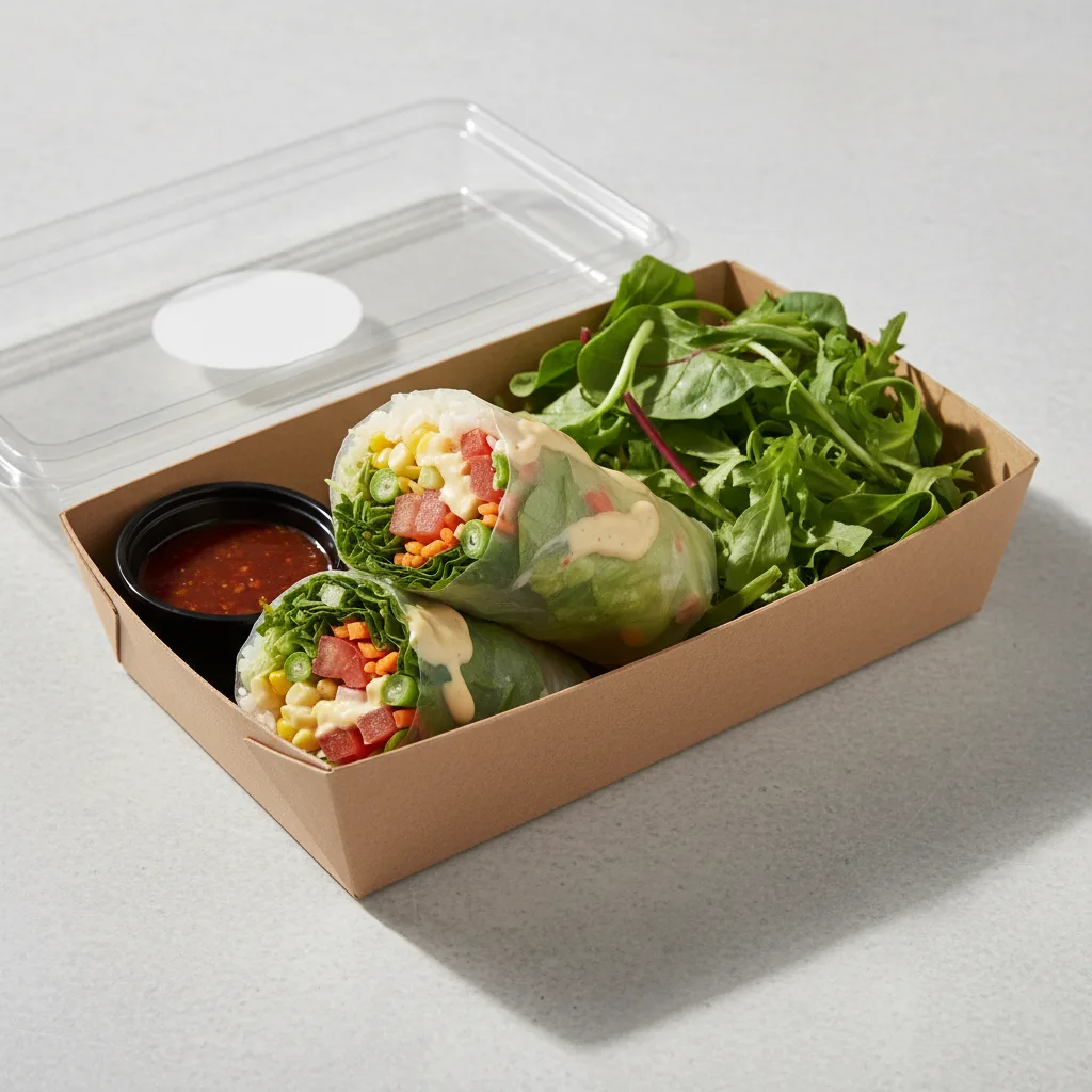 Char Chick Veggie Wrap Box with Green Salad Char Chick Veggie Wrap Box with Green Salad