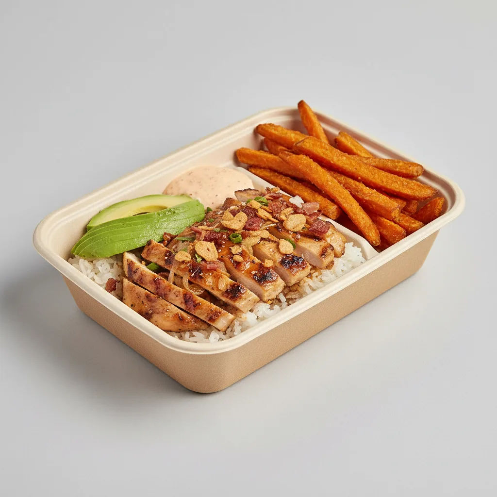 Lemongrass Grilled Chicken Bowl Box with Sweet Potato Fries Lemongrass Grilled Chicken Bowl Box with Sweet Potato Fries