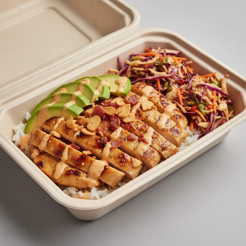 Lemongrass Grilled Chicken Bowl Box with Spicy Slaw Lemongrass Grilled Chicken Bowl Box with Spicy Slaw