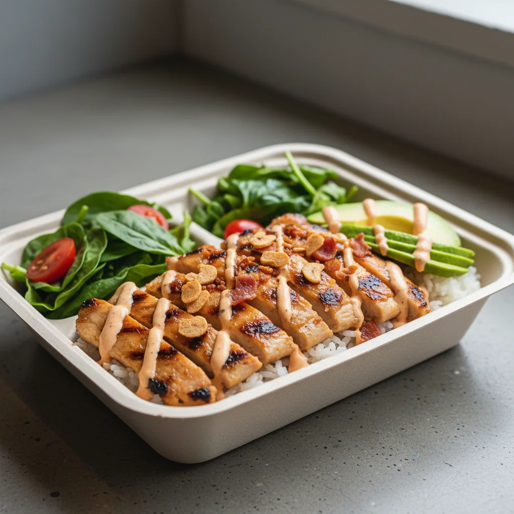 Lemongrass Grilled Chicken Bowl Box with Green Salad Lemongrass Grilled Chicken Bowl Box with Green Salad