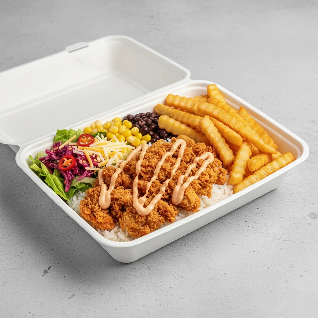 Crispy Shredded Chicken Bowl Box with Fries Crispy Shredded Chicken Bowl Box with Fries