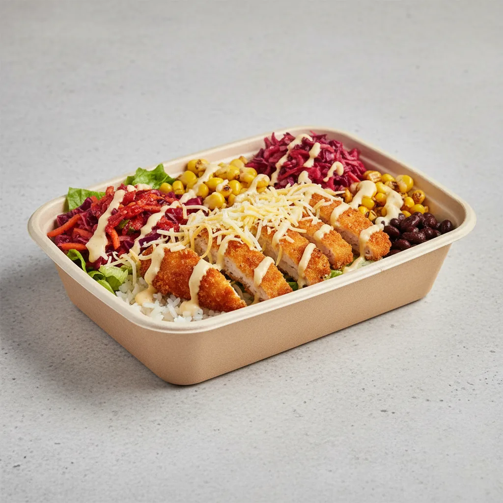 Crispy Shredded Chicken Bowl Box with Spicy Slaw Crispy Shredded Chicken Bowl Box with Spicy Slaw