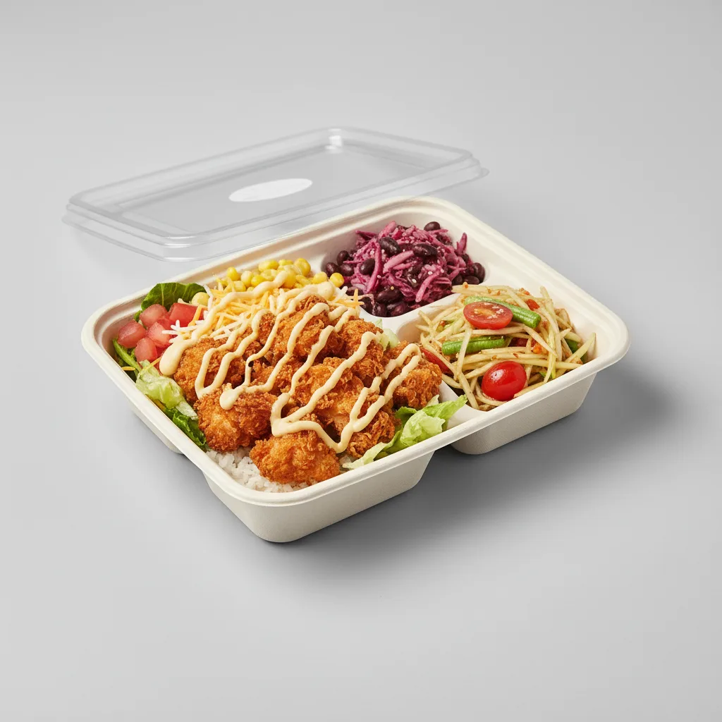 Crispy Shredded Chicken Bowl Box with Papaya Salad Crispy Shredded Chicken Bowl Box with Papaya Salad