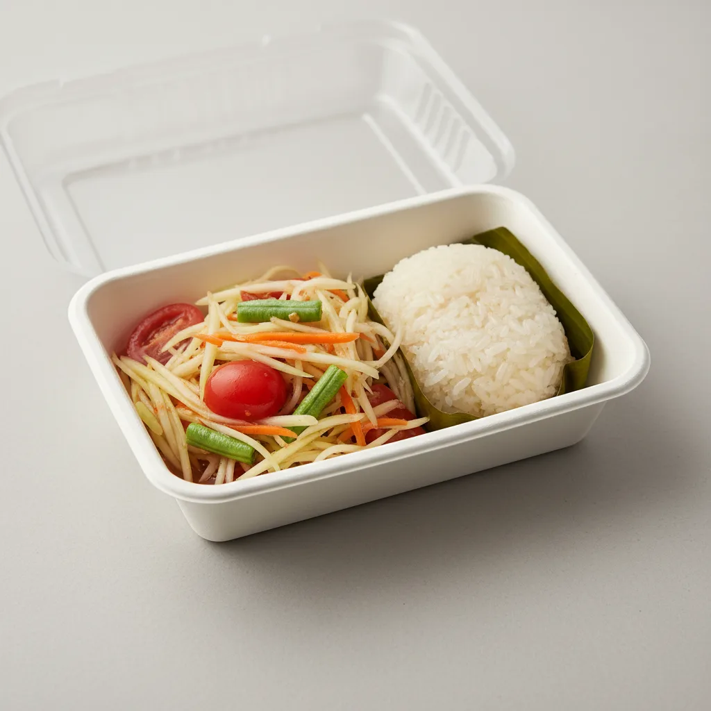 Papaya Salad Box with Sticky Rice Papaya Salad Box with Sticky Rice