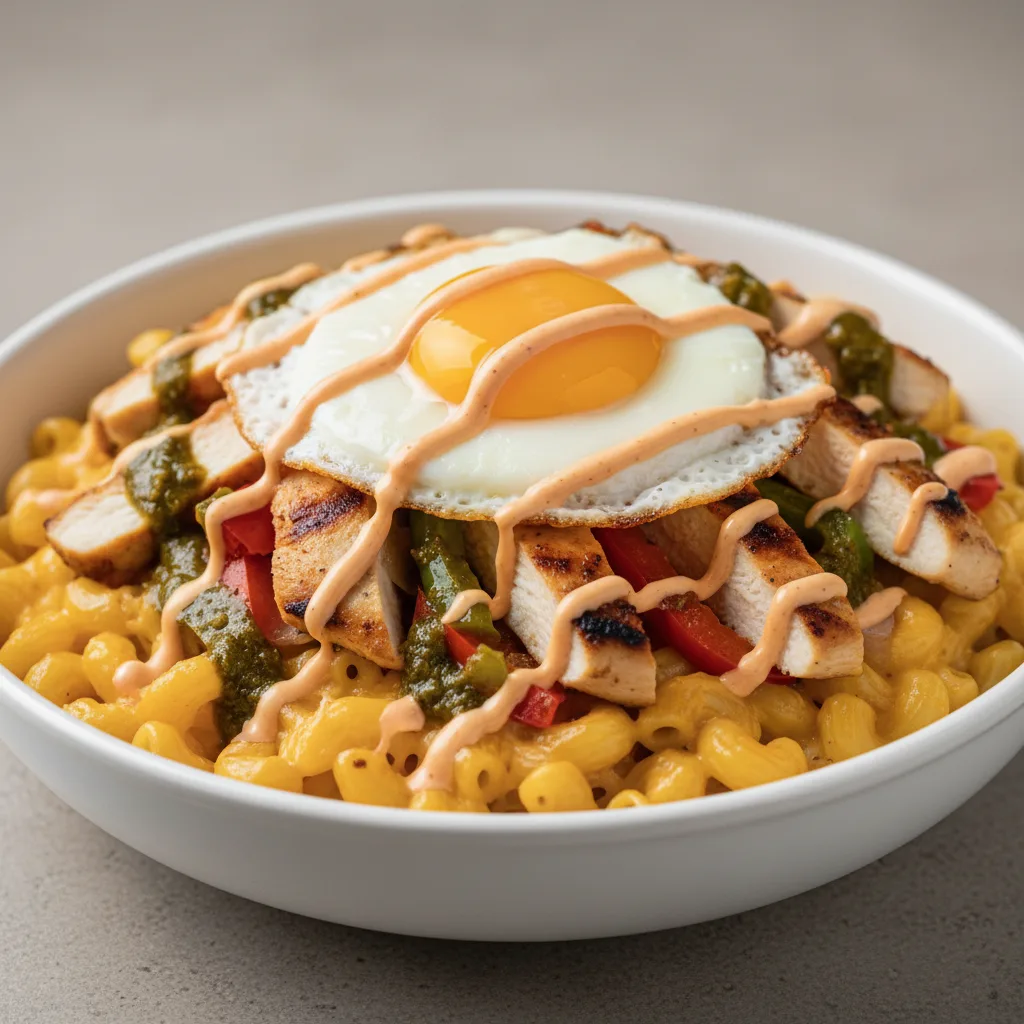 Spicy Basil Mac with Grilled Chicken (Monster Cheese Base) Spicy Basil Mac with Grilled Chicken (Monster Cheese Base)