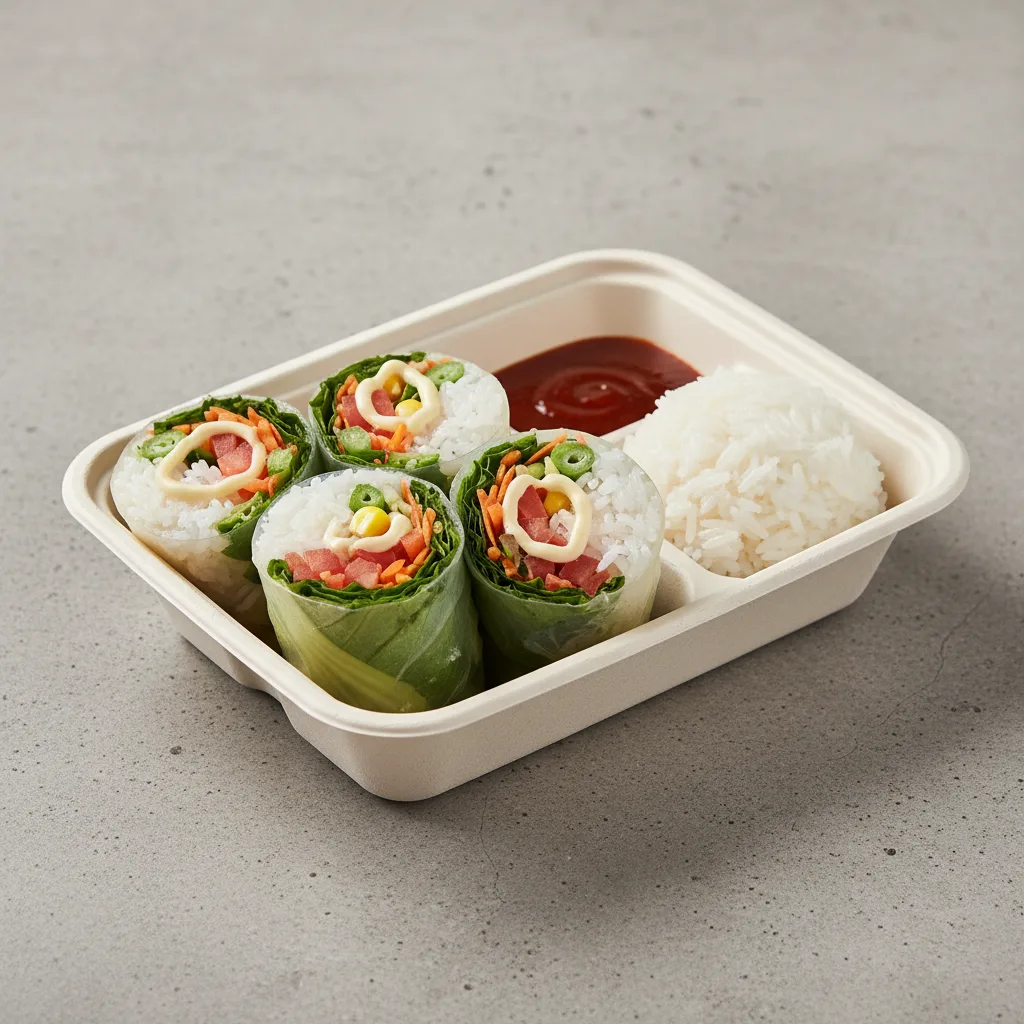 Char Chick Veggie Wrap Box with Sticky Rice Char Chick Veggie Wrap Box with Sticky Rice