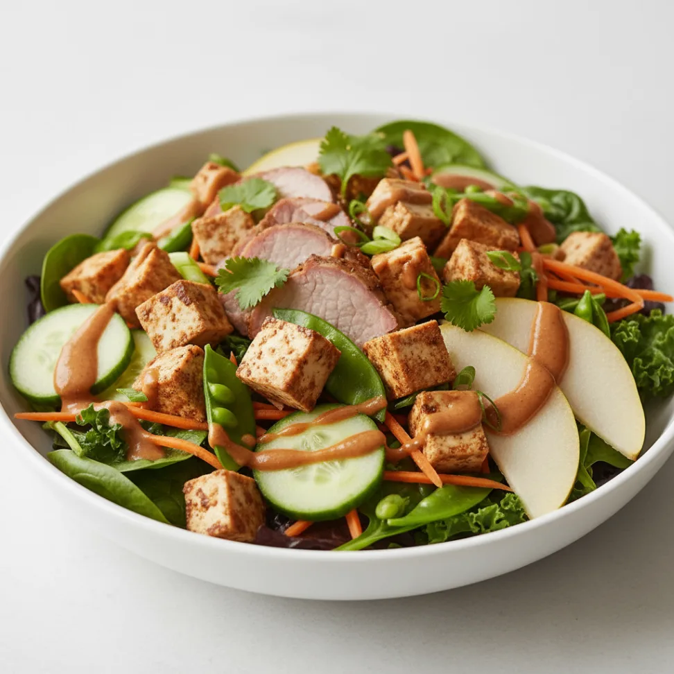 Nut-Free Protein Combo Salad with "Peanut" Sauce (No Cashews)
