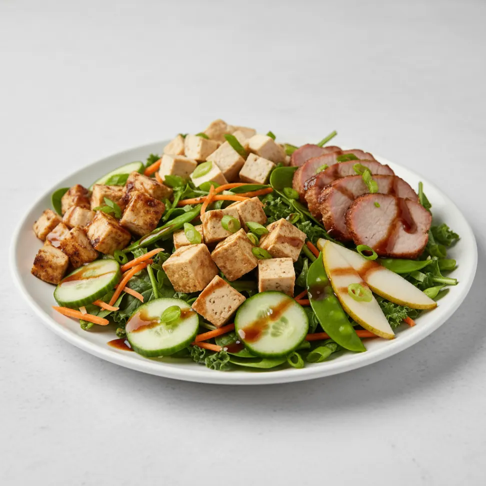 Nut-Free Protein Combo Salad with Tamarind Sauce (No Cashews)