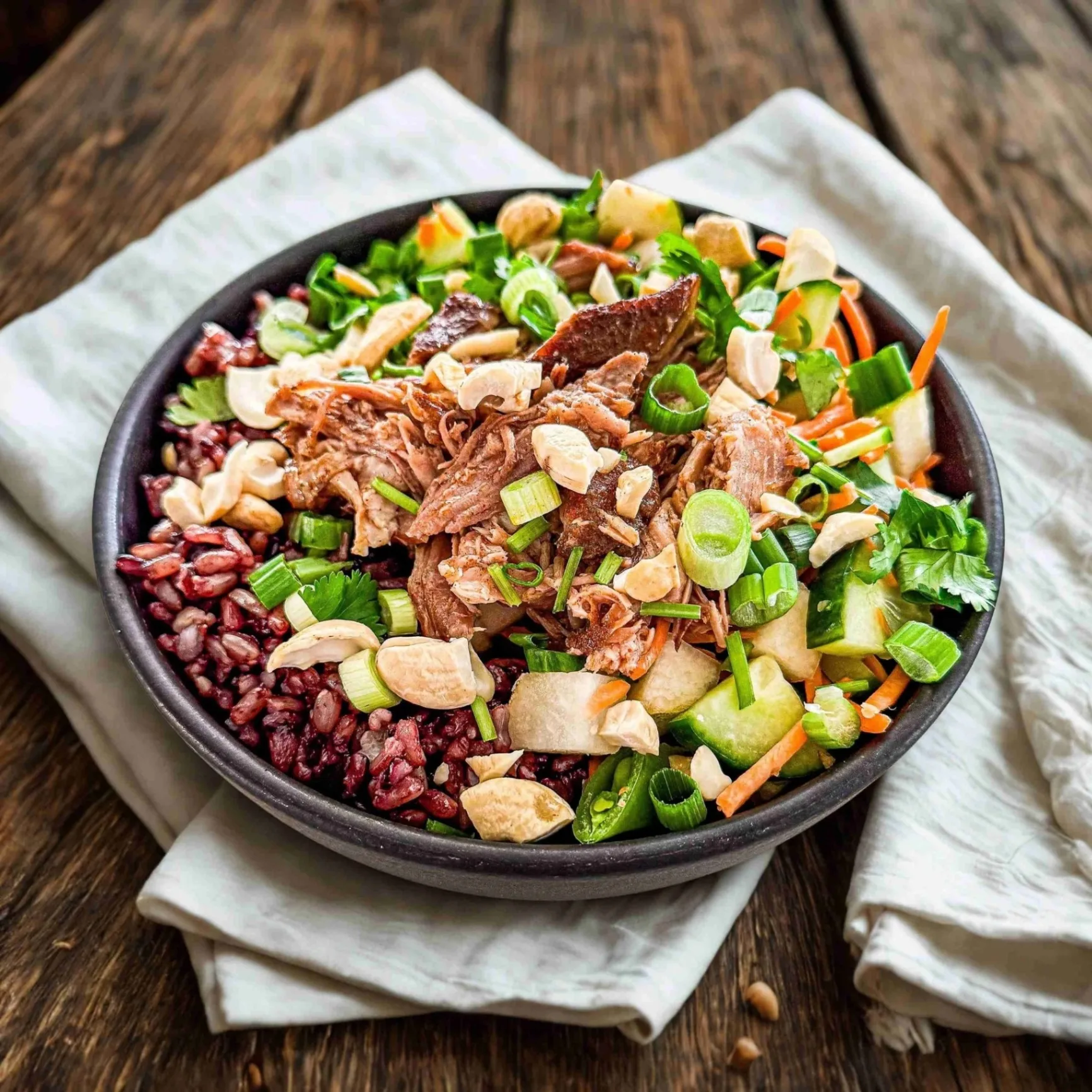 Pork Shoulder Purple Rice Bowl with "Peanut Sauce"
