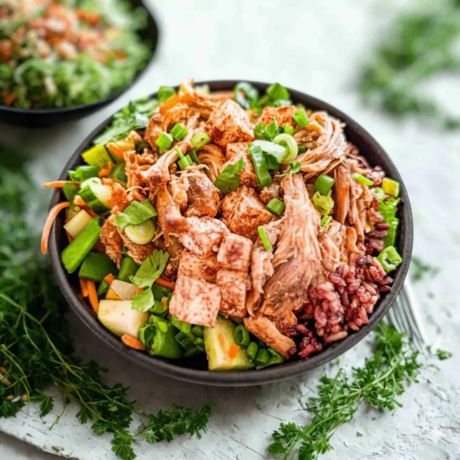 Nut-Free Protein Combo Purple Rice Bowl with Ginger Lime Sauce (No Cashews)