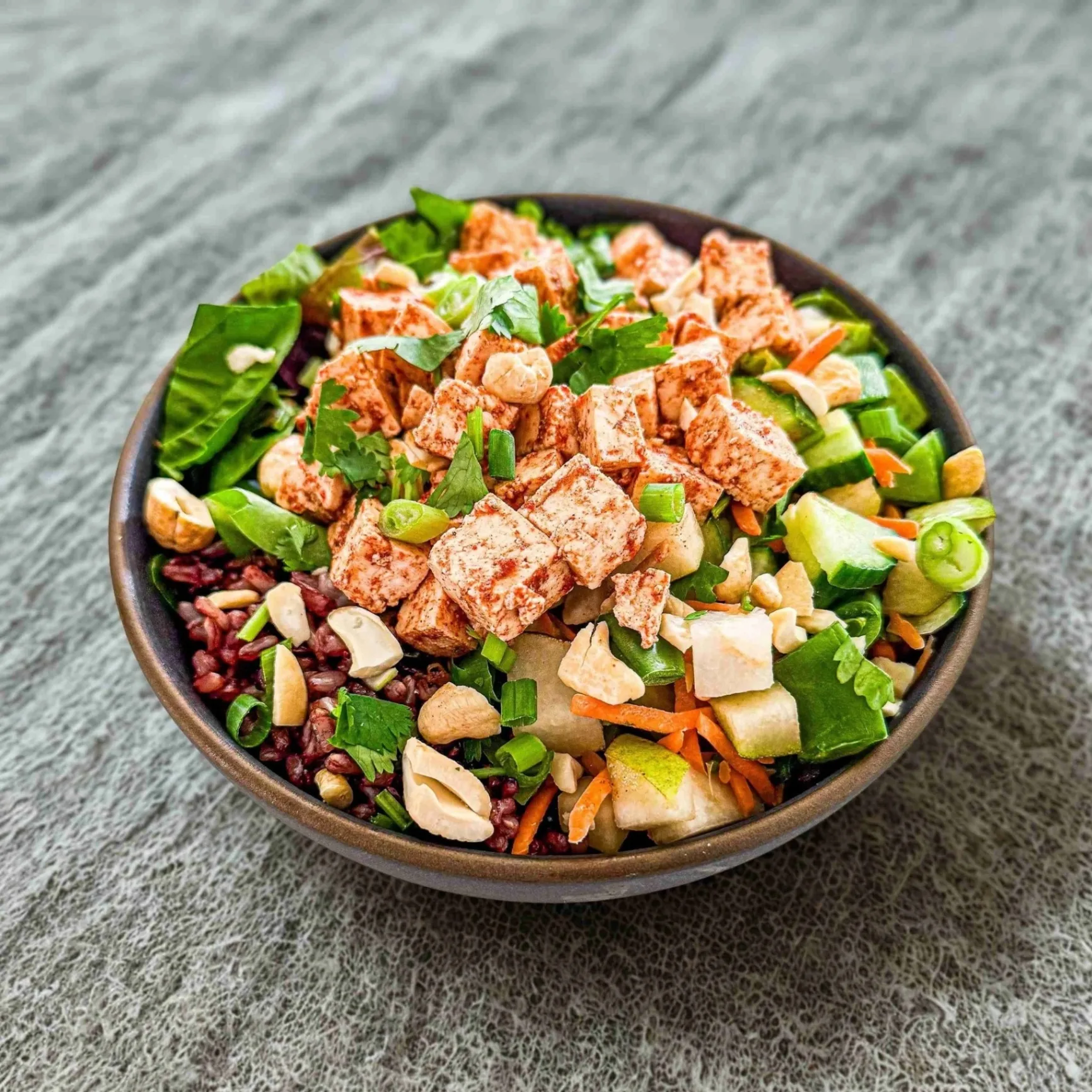 (V) Organic Tofu 50-50 Bowl with "Peanut" Sauce