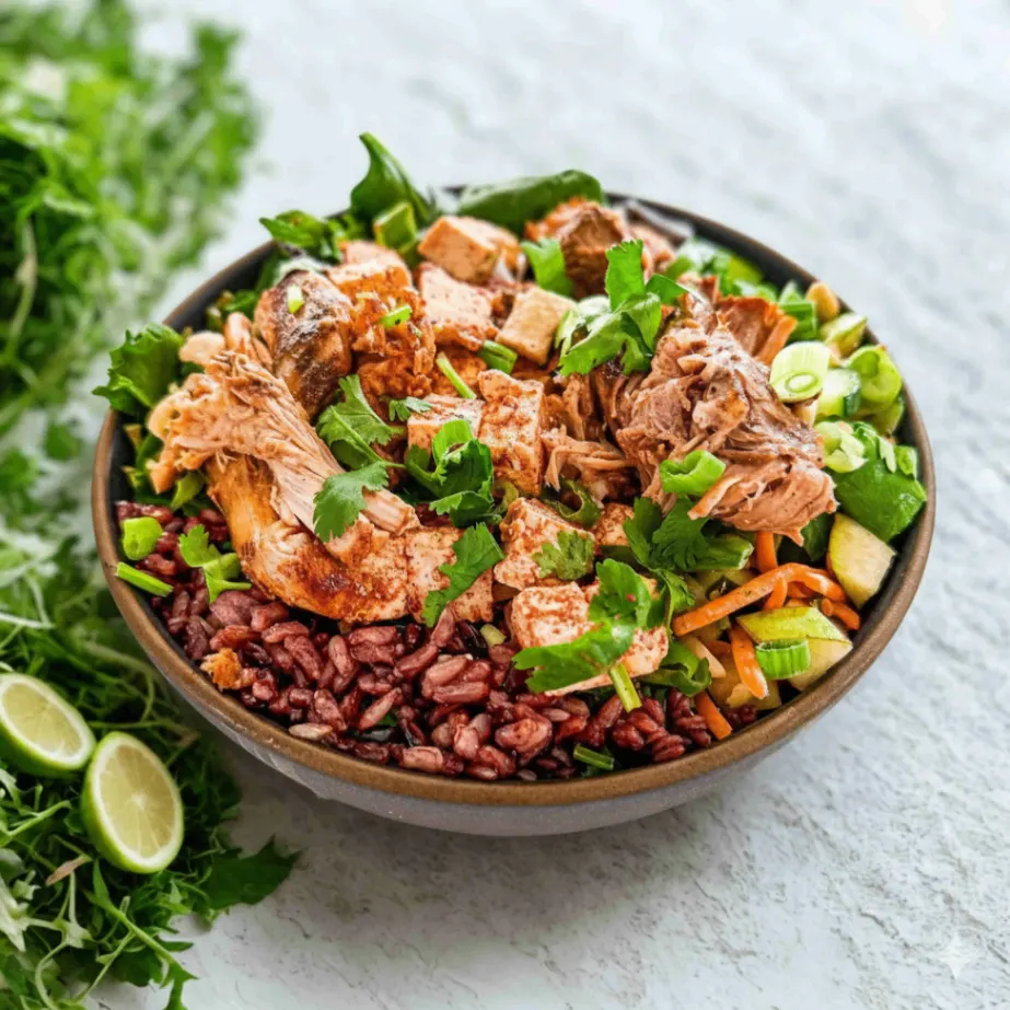 Nut-Free Protein Combo 50-50 Bowl with "Peanut" Sauce (No Cashews)