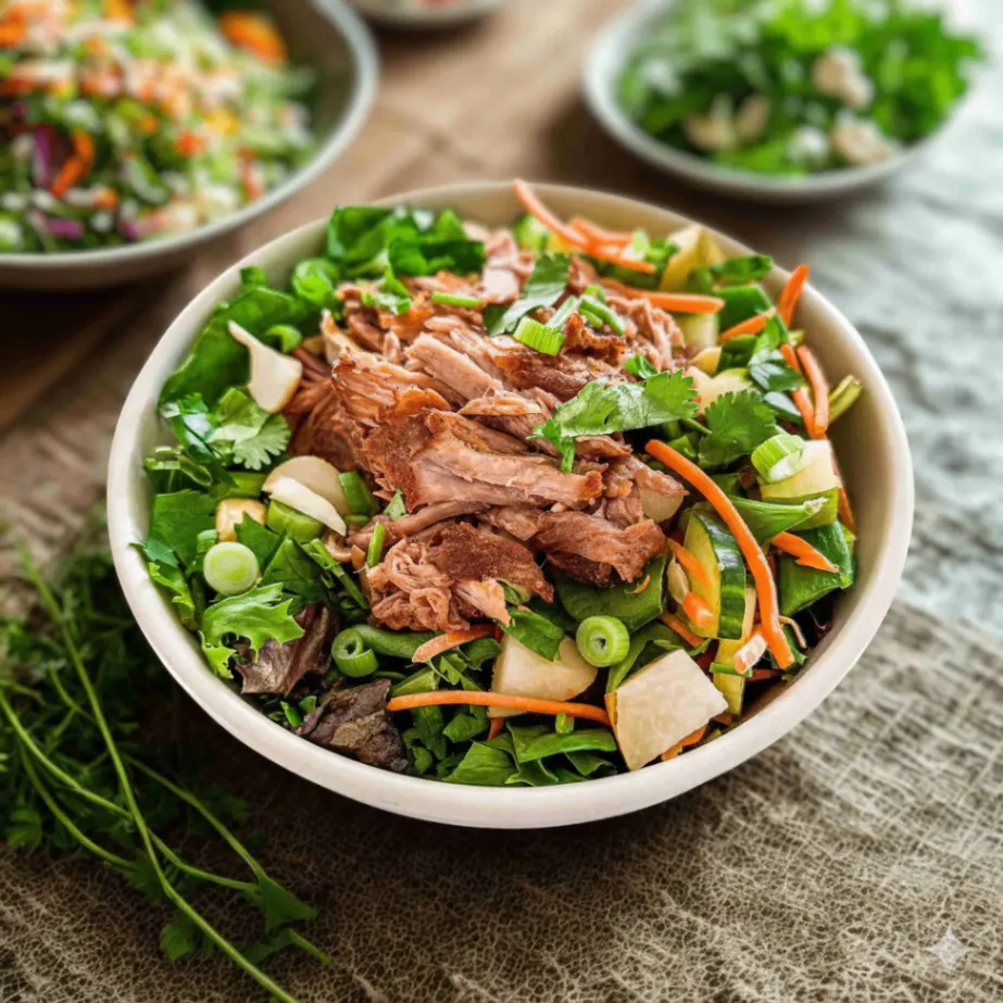 Nut-Free Pork Shoulder Salad with "Peanut" Sauce (No Cashews)