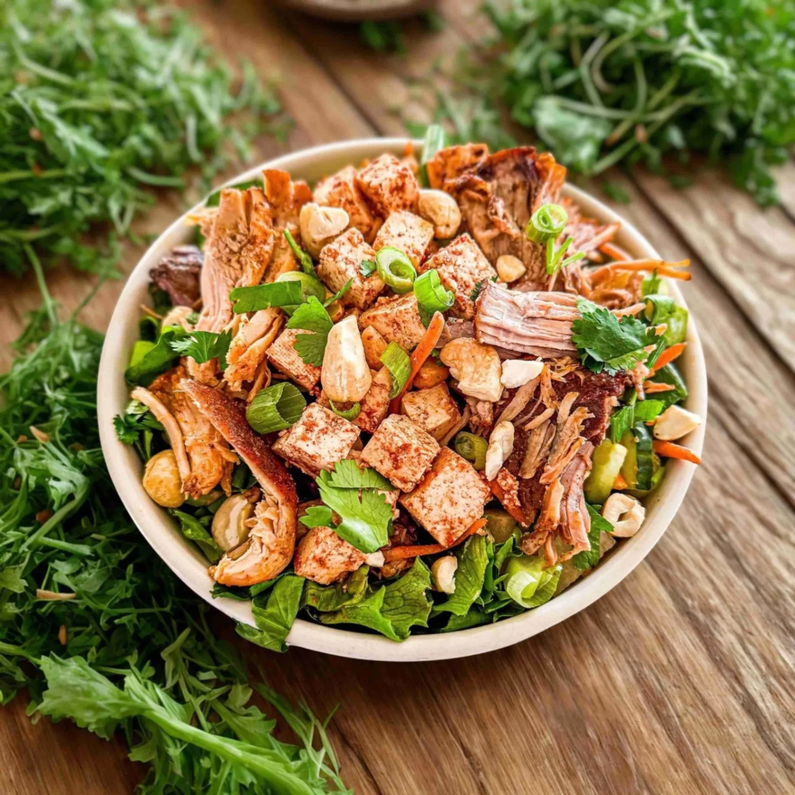 Protein Combo Salad with "Peanut" Sauce