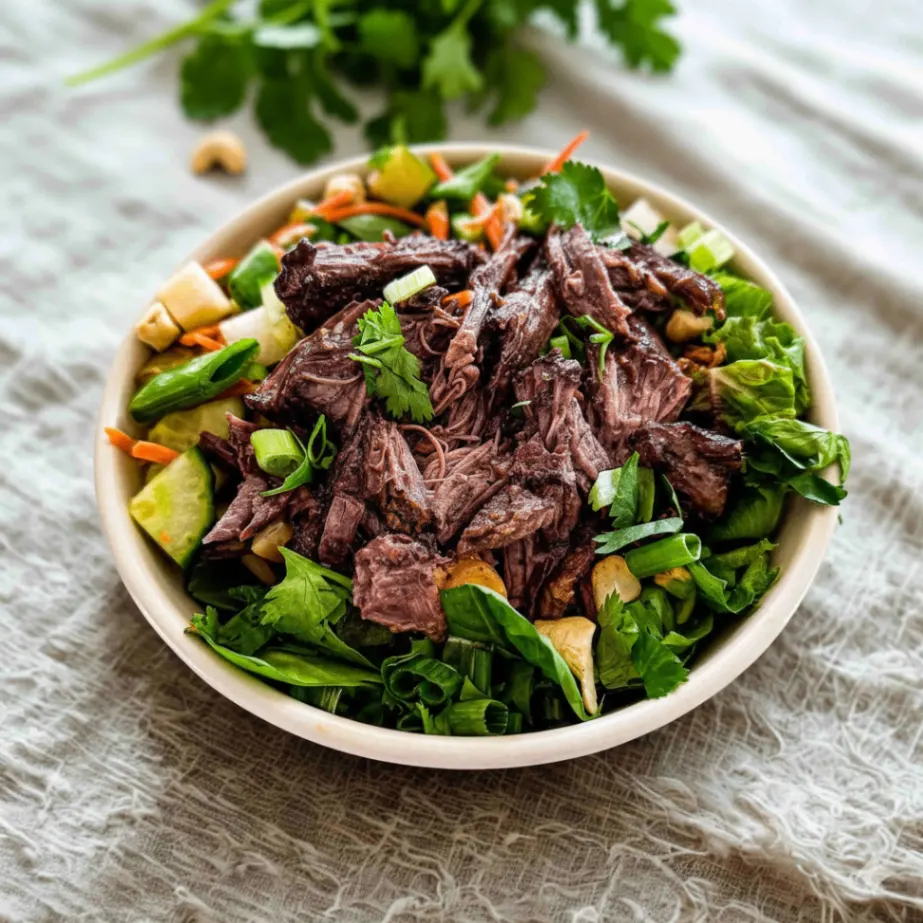 Nut-Free Wagyu Beef Salad with Ginger Lime Sauce (No Cashews)