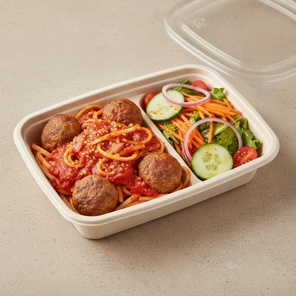 Italian Meatball Pasta and Side Salad Italian Meatball Pasta and Side Salad