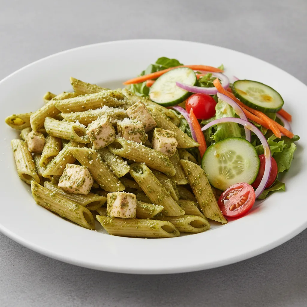Chicken Pesto Penne and Side Salad Chicken Pesto Penne and Side Salad