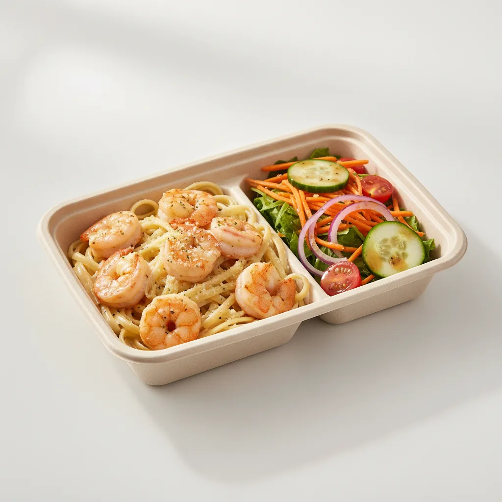 Shrimp Scampi Pasta and Side Salad Shrimp Scampi Pasta and Side Salad