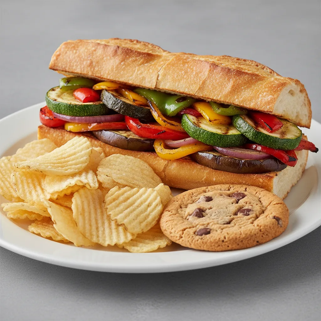 Grilled Fresh Vegetables Sandwich on French Bread Grilled Fresh Vegetables Sandwich on French Bread