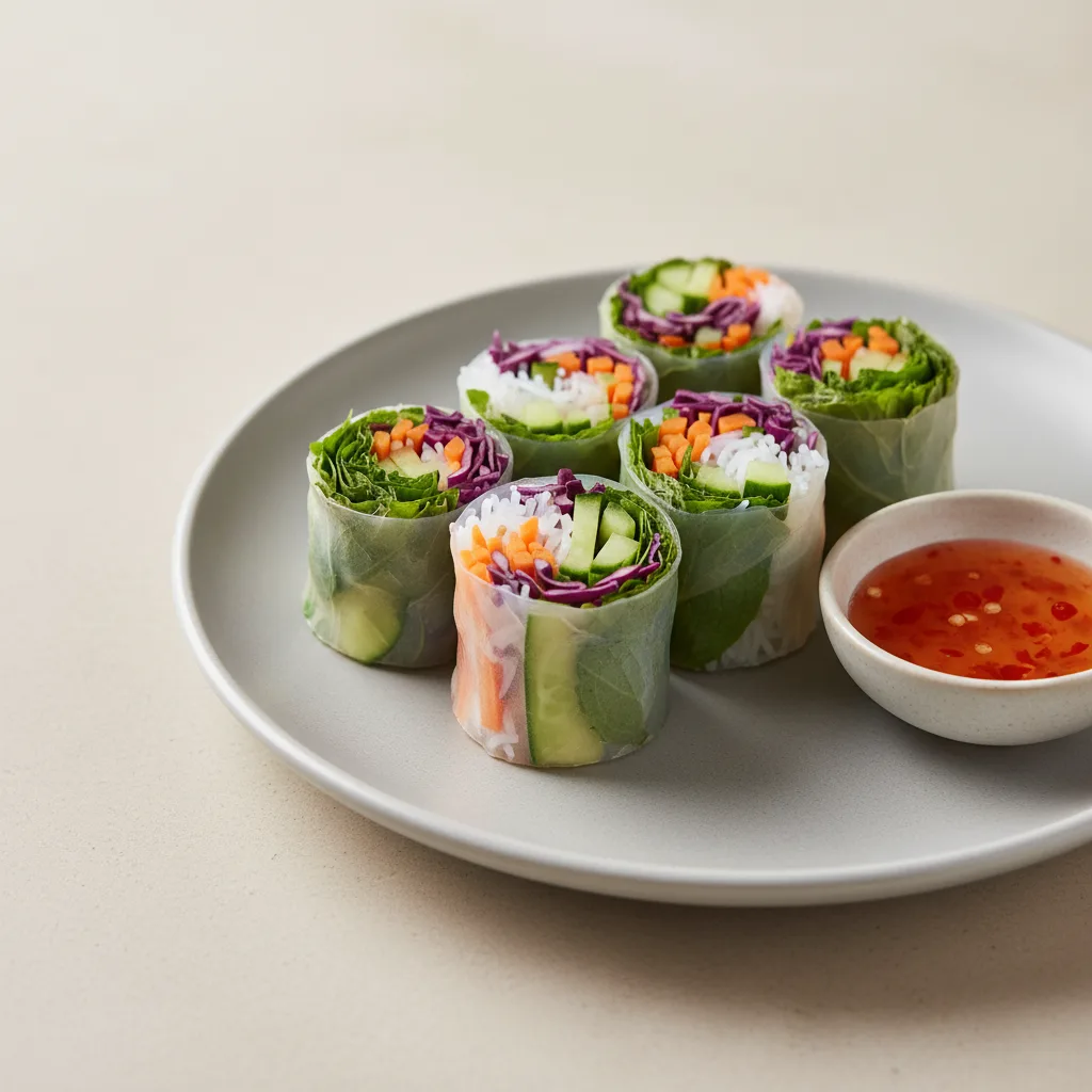 Fresh Veggie Spring Rolls with Sweet Chile Dip Fresh Veggie Spring Rolls with Sweet Chile Dip