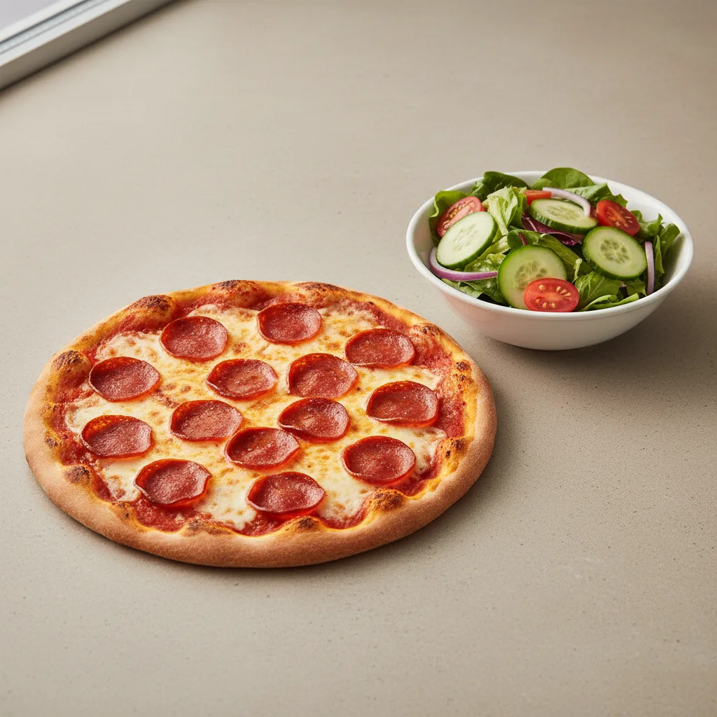 Gluten-Free Pepperoni Pizza with Salad Gluten-Free Pepperoni Pizza with Salad