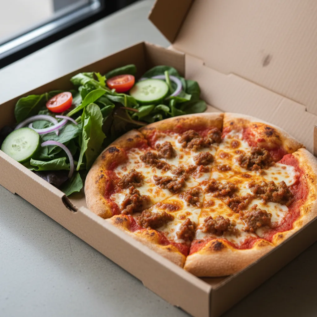 Gluten-Free Sausage Pizza with Salad Gluten-Free Sausage Pizza with Salad