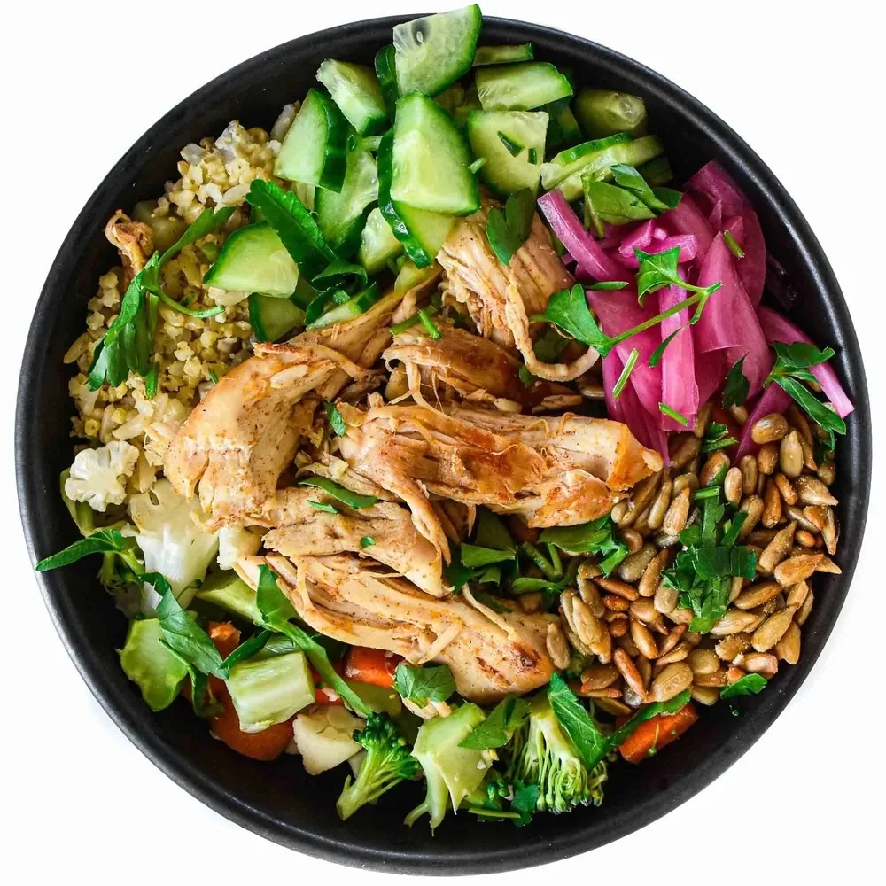 Chicken Hearty Bowl with Avocado with Lemon Thyme Sauce