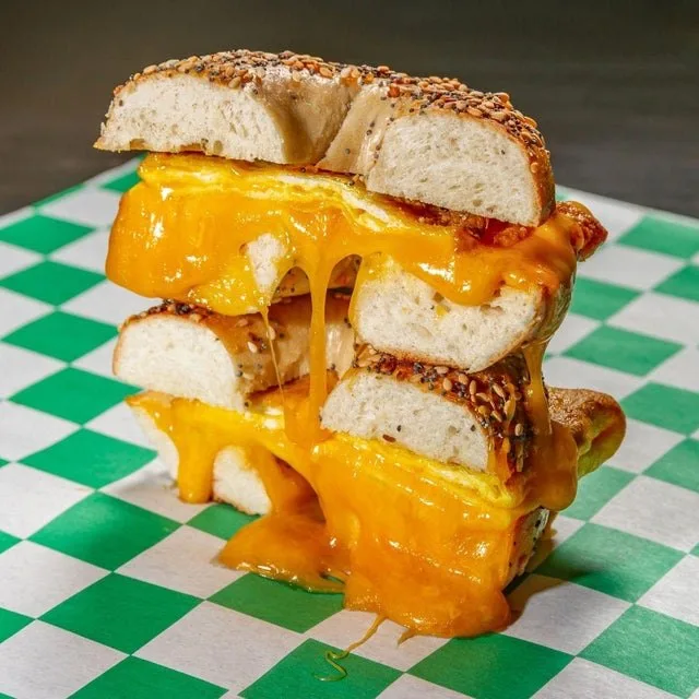 2 Eggs & Cheese - on a Everything Bagel Served With Chips