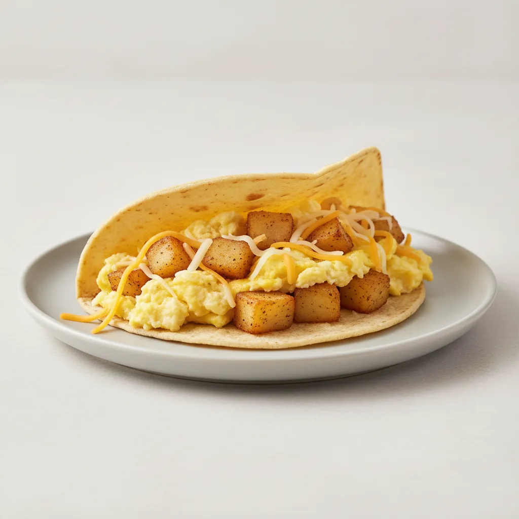 Breakfast Taco: Egg, Potato & Cheese Breakfast Taco: Egg, Potato & Cheese