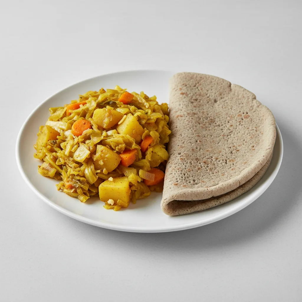 Atakilt with Injera Atakilt with Injera