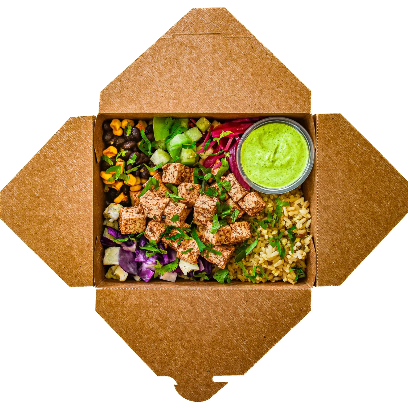 Tofu Rice Bowl with Cilantro Green Sauce