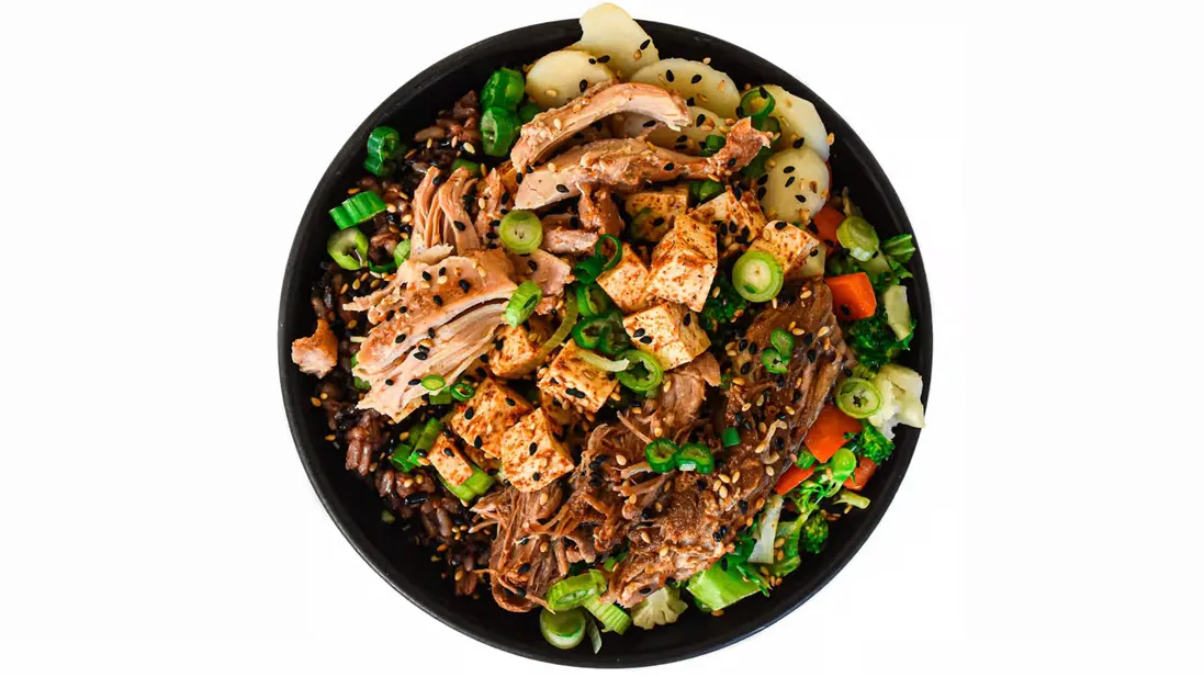 Protein Lover Rice Bowl with Lemon Garlic Soy Sauce