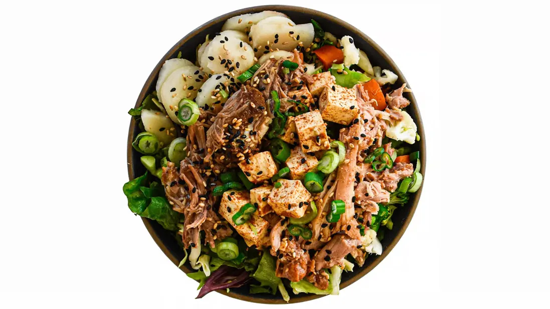 Light Carb Protein Lover Greens Bowl with Garlic Sesame Soy Sauce
