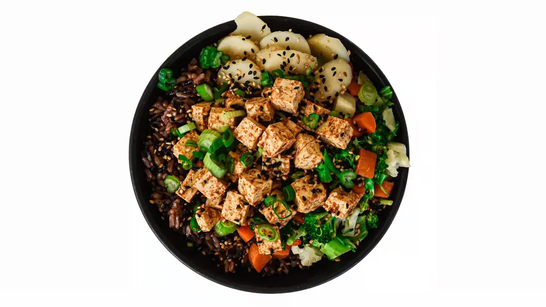 Tofu Rice Bowl with Lemon Garlic Soy Sauce