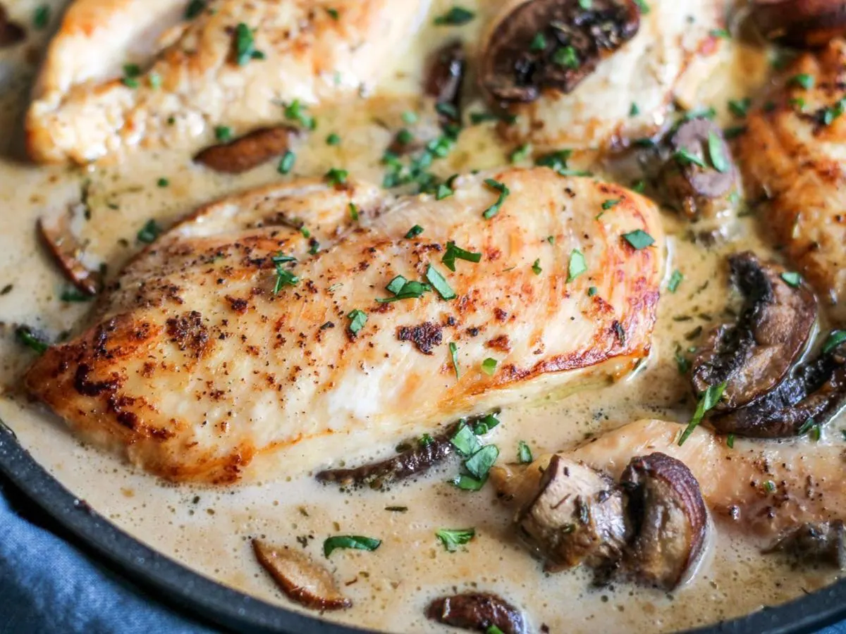 Gluten Free Herb Roasted Chicken with Roasted Mushroom Sauce