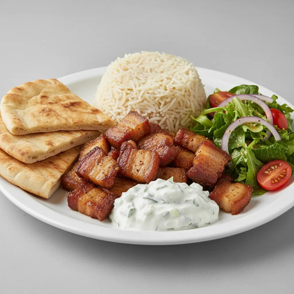 Pork Belly Gyro Plate with Rice Pork Belly Gyro Plate with Rice