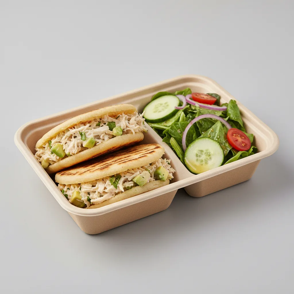 Arepa Reyna Pepiada With Salad Boxed Meal Arepa Reyna Pepiada With Salad Boxed Meal