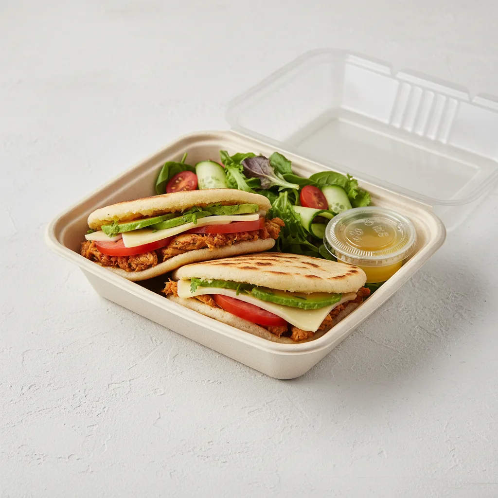 Arepa Catira With Salad Boxed Meal Arepa Catira With Salad Boxed Meal