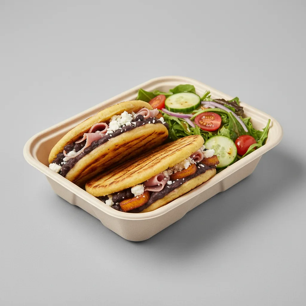Arepa Domino With Salad Boxed Meal Arepa Domino With Salad Boxed Meal