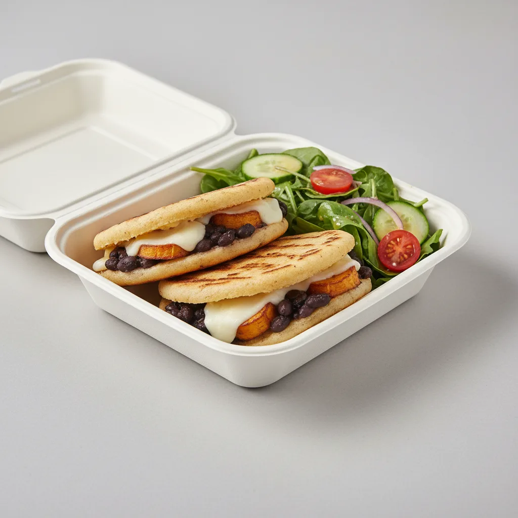 Arepa Vegetarian Domino With Salad Boxed Meal Arepa Vegetarian Domino With Salad Boxed Meal