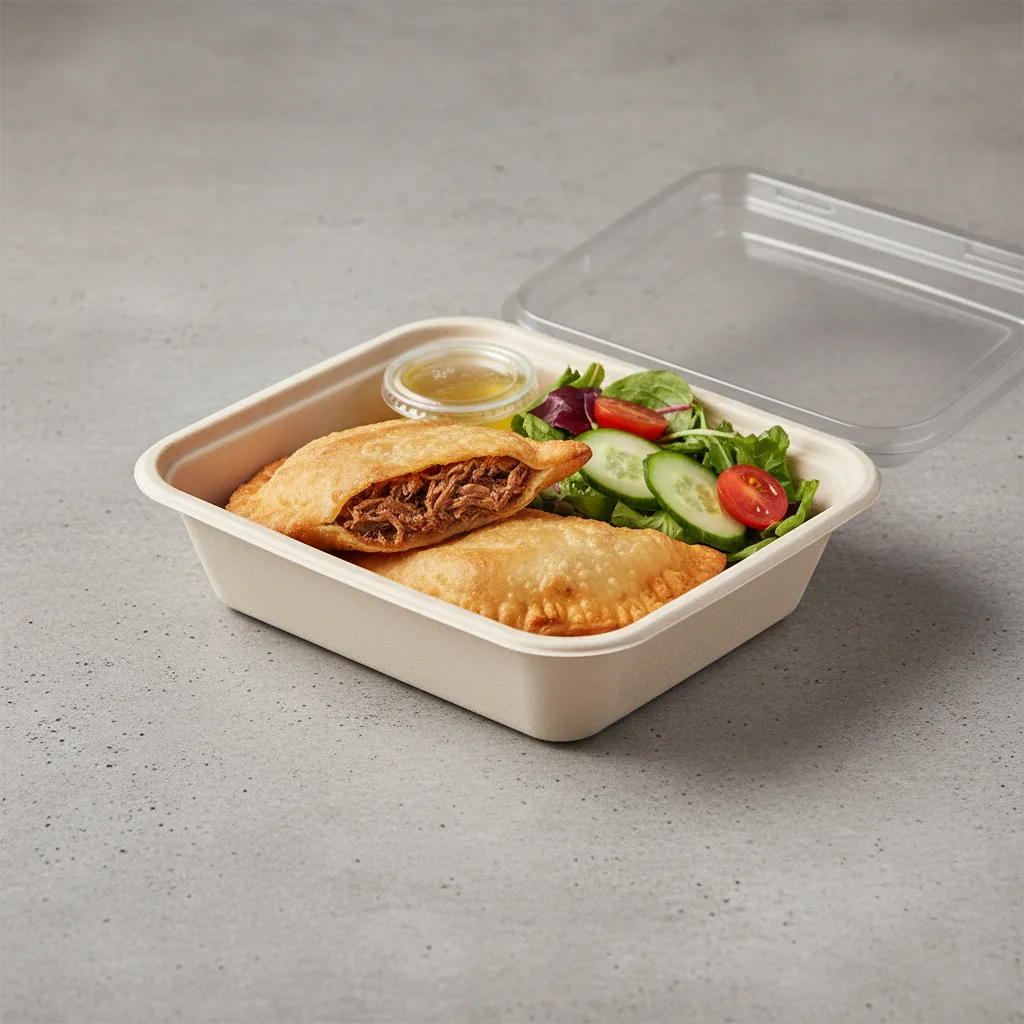 Empanada Carne Mechada With Salad Boxed Meal Empanada Carne Mechada With Salad Boxed Meal