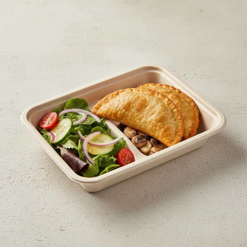 Empanada De Camarones With Salad Boxed Meal Empanada De Camarones With Salad Boxed Meal